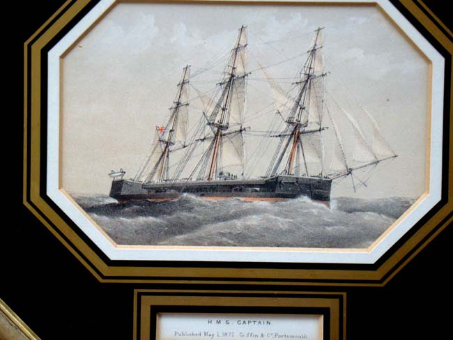 A group of four beautifully framed 19th century color lithographs of Royal Navy ships — image 3